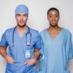 Male doctor and female assistant